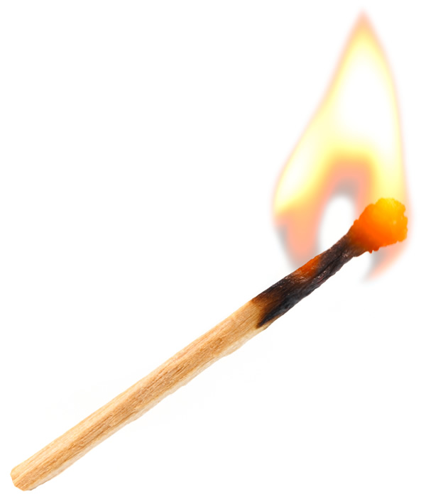 Streichholz in Flamme